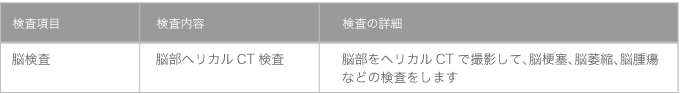 人間ドックオプション付き審査内容(脳検査)